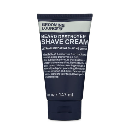 A departure from traditional shaving creams, Beard Destroyer is a rich, ultra-lubricating shaving cream formula that enables a smooth shave every time. Developed in our Barbershop, low-foaming solution is perfect for all beard types, but is especially adept at protecting those prone to razor irritation and nicks. Destroys your beard, pampers your face. Named "Best Shave Cream" by New York Magazine. 